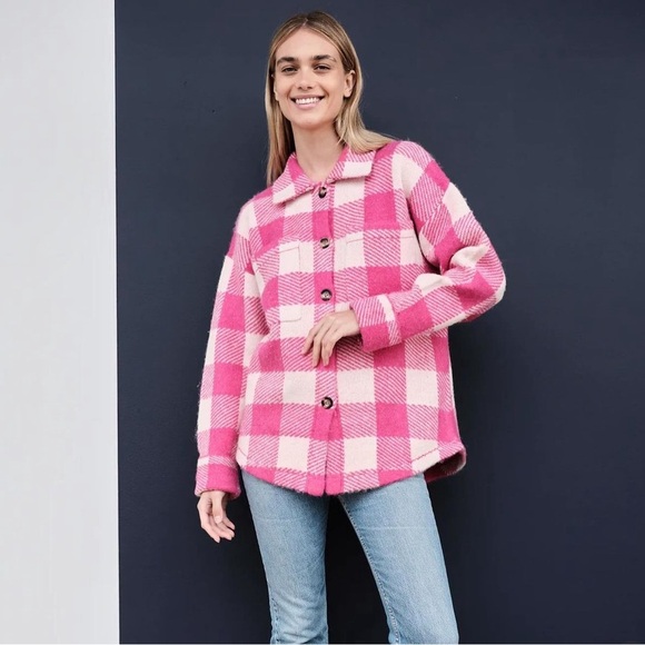 Sundry Jackets & Blazers - Sundry Anthropology | Oversized Pink Flannel Jacket | Size: Medium/Large